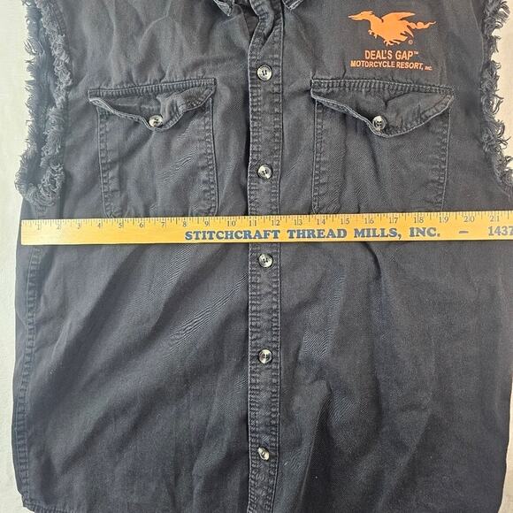 Deal’s Gap Black Denim Vest XL Men’s Milwaukee Performance  motorcycle Resort - Picture 2 of 9